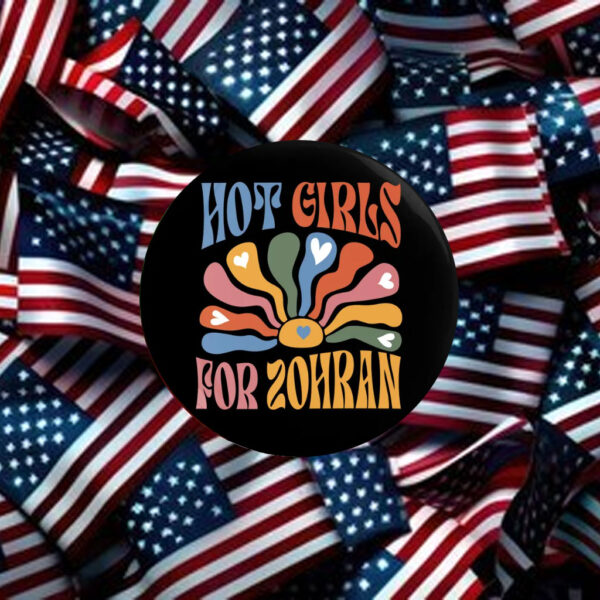 Boho-Floral-Hot-Girls-For-Zohran-Campaign-Button-–-Retro-Style-Pin