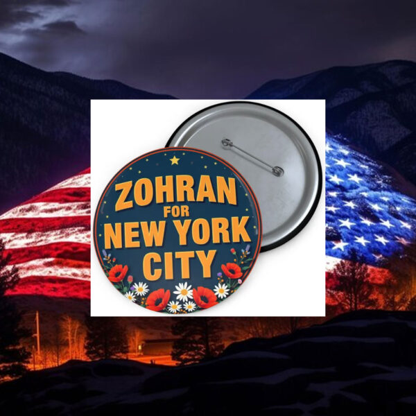 Zohran-Mamdani-for-New-York-City-Campaign-Button-–-Floral-Border-Pin-america