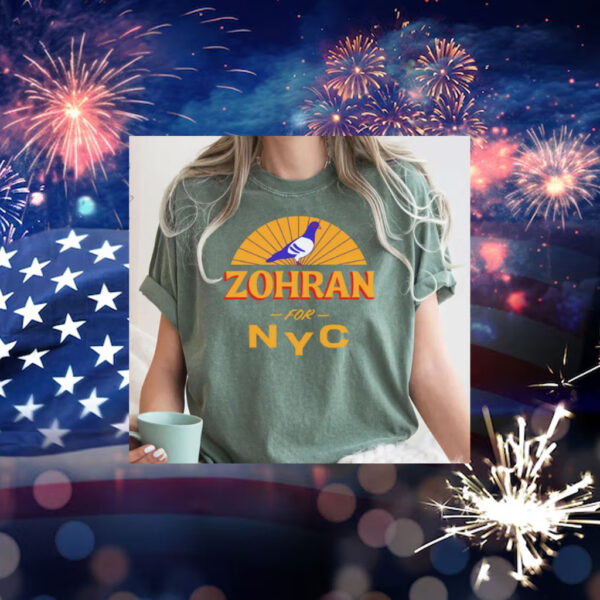 Zohran-for-NYC-T-Shirt-–-Sunrise-Pigeon-Campaign-Tee